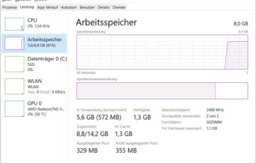 Arbeitsspeicher leeren unter Windows – Darstellung im Task-Manager