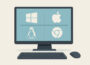 Illustration zu Betriebssysteme für den PC mit Symbolen für Windows, macOS, Linux und ChromeOS