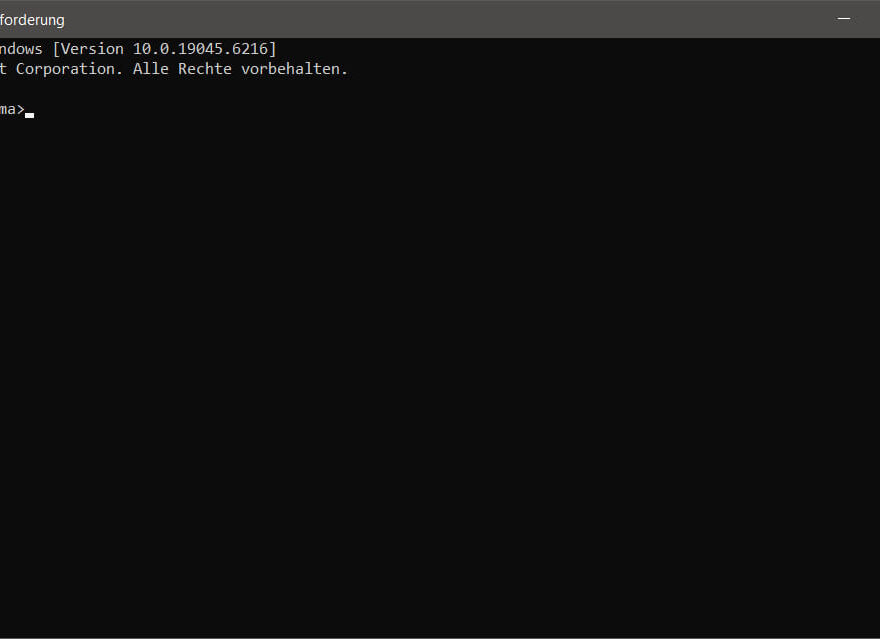 Eingabeaufforderung CMD geöffnet unter Windows