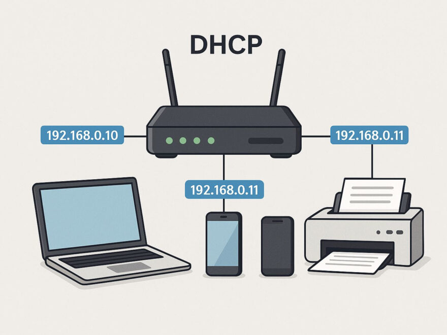 DHCP erklärt: Router als Server verteilt automatisch IP-Adressen an Geräte im Netzwerk
