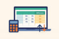 Differenz mit Excel berechnen – Symbolbild mit Tabelle und Rechner
