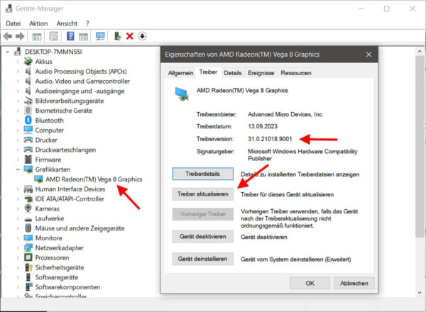 Grafiktreiber unter Windows im Geräte-Manager aktualisieren