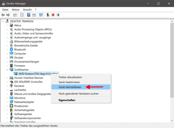 Alte Grafiktreiber deinstallieren unter Windows im Geräte-Manager