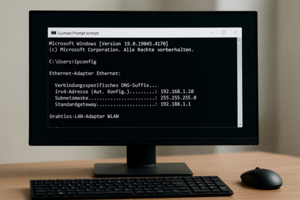 ipconfig in Windows Eingabeaufforderung zur Anzeige von Netzwerkdetails