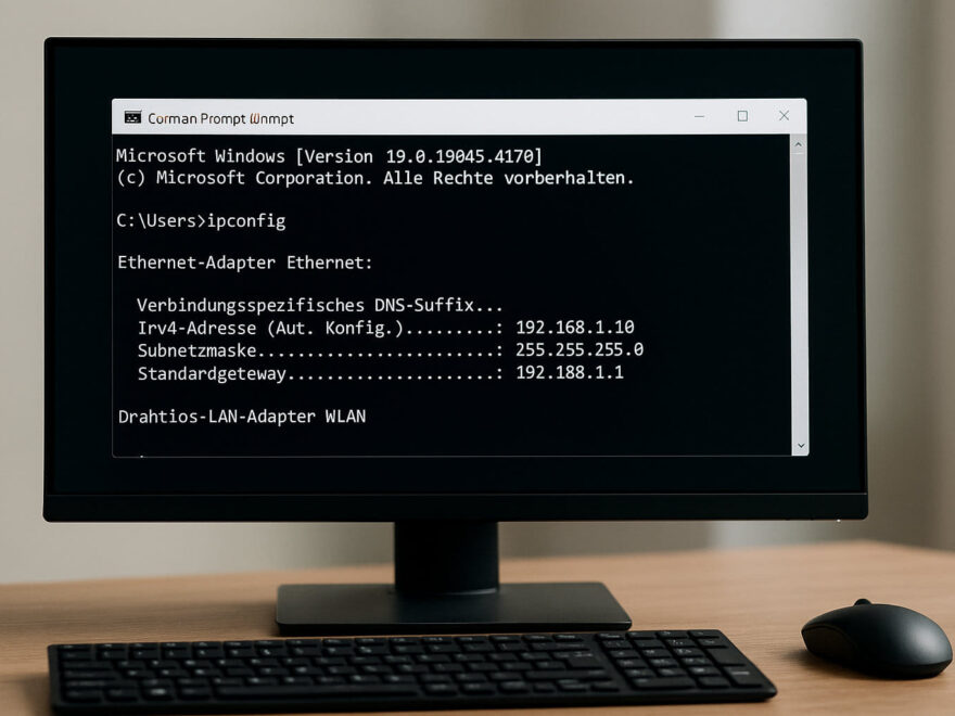 ipconfig in Windows Eingabeaufforderung zur Anzeige von Netzwerkdetails