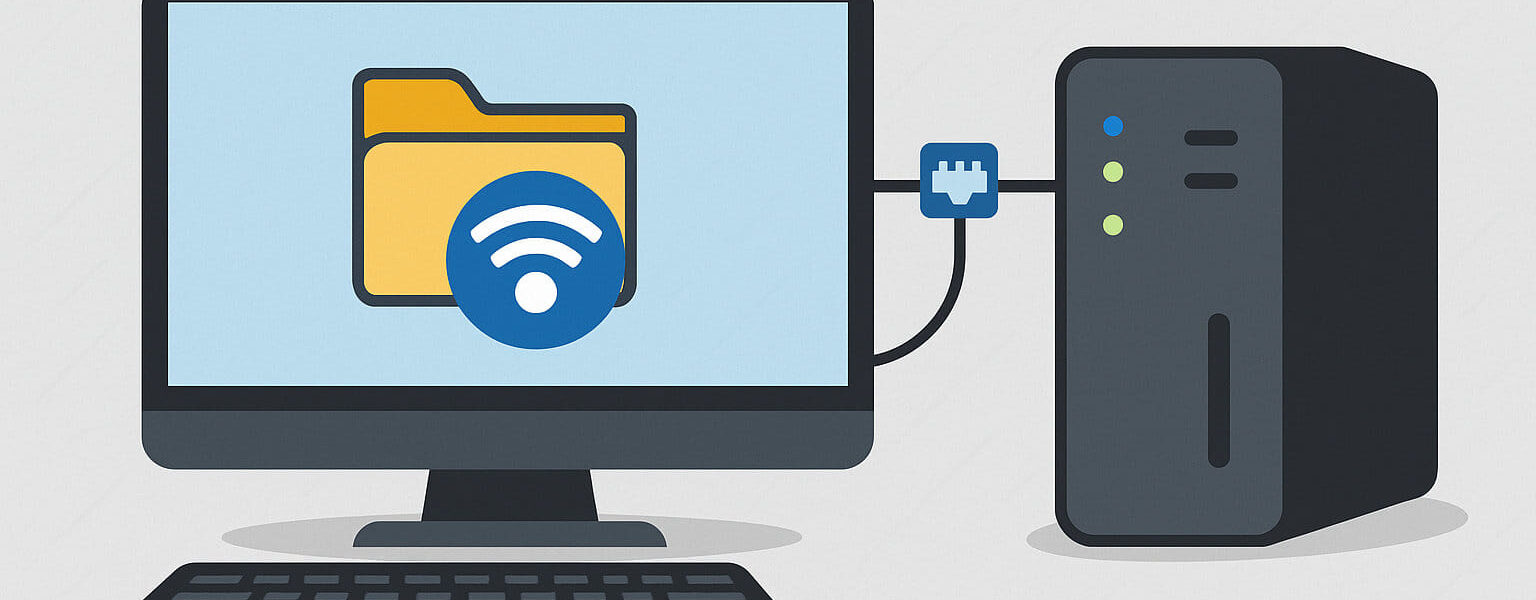 net use Befehl unter Windows zum Verbinden von Netzlaufwerken symbolisch dargestellt
