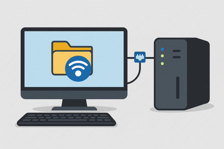 net use Befehl unter Windows zum Verbinden von Netzlaufwerken symbolisch dargestellt