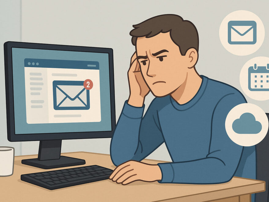 Warum Nutzer nach Outlook Alternativen suchen – Illustration zu Gründen wie Kosten, Bedienung und Datenschutz