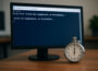 Pause im PowerShell Skript symbolisch mit Monitor und Stoppuhr dargestellt