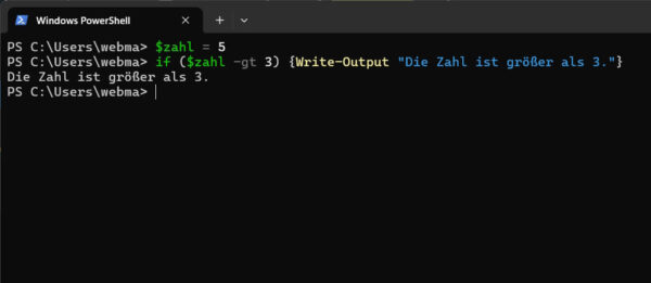 PowerShell IF – ELSE einfache IF-Abfrage mit Beispielcode