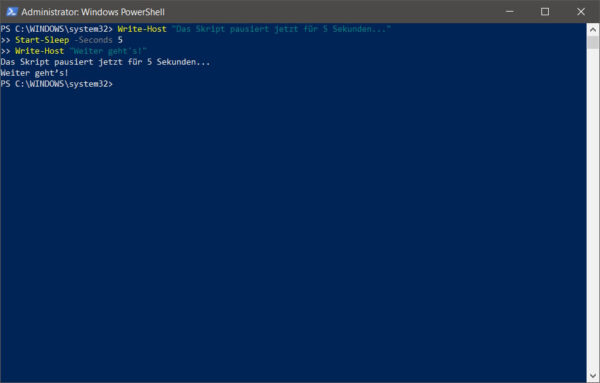 PowerShell Pause mit Start-Sleep Beispiel erklärt Pause im PowerShell Skript mit Start-Sleep Befehl erstellen