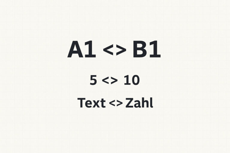 Ungleich Zeichen in Excel mit Beispielen für Zahlen- und Textvergleiche