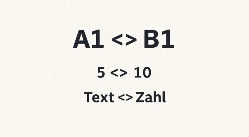 Ungleich Zeichen in Excel mit Beispielen für Zahlen- und Textvergleiche