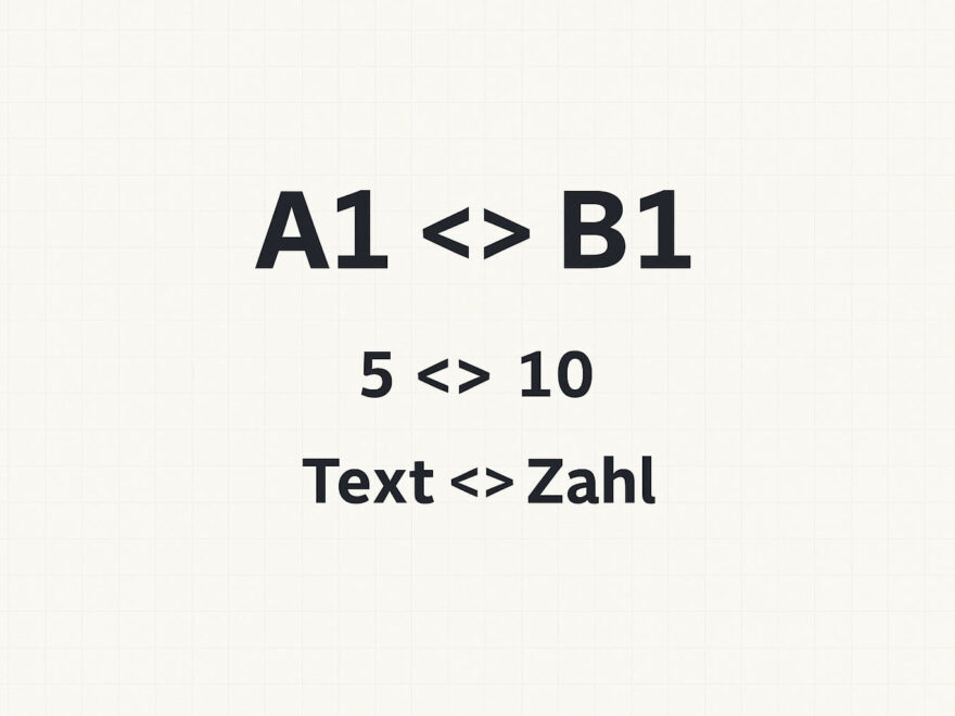 Ungleich Zeichen in Excel mit Beispielen für Zahlen- und Textvergleiche