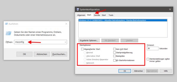 Zugriff auf den Windows Boot Manager über msconfig in Windows
