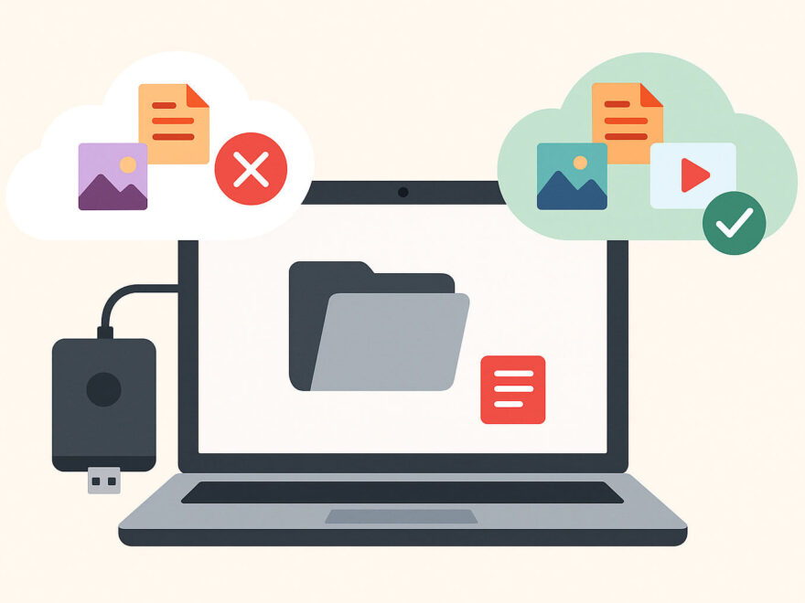 Überblick: Warum Datenrettung wichtig ist – Illustration mit Computer, Dateien und Symbolen für Verlust und Wiederherstellung