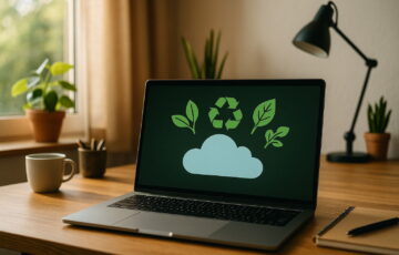 Digitale Nachhaltigkeit im Alltag mit umweltfreundlicher Cloud-Nutzung am Laptop