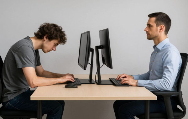 ergonomie vergleich haltung Ergonomie am Monitorarbeitsplatz im Vergleich guter und schlechter Haltung