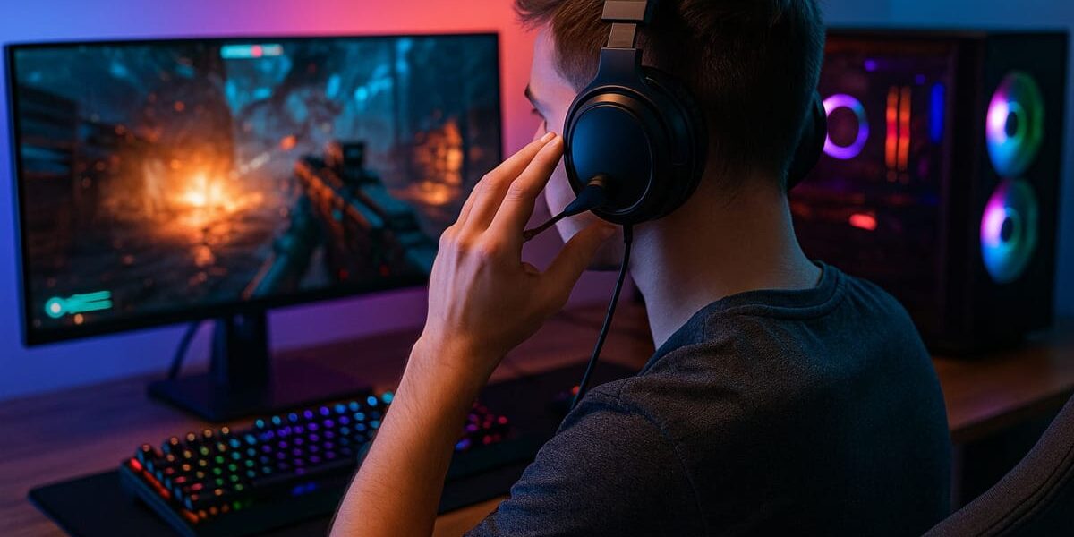 Wichtige Kaufkriterien für Gaming-Headsets – moderner Gaming-Setup mit Headset im Einsatz