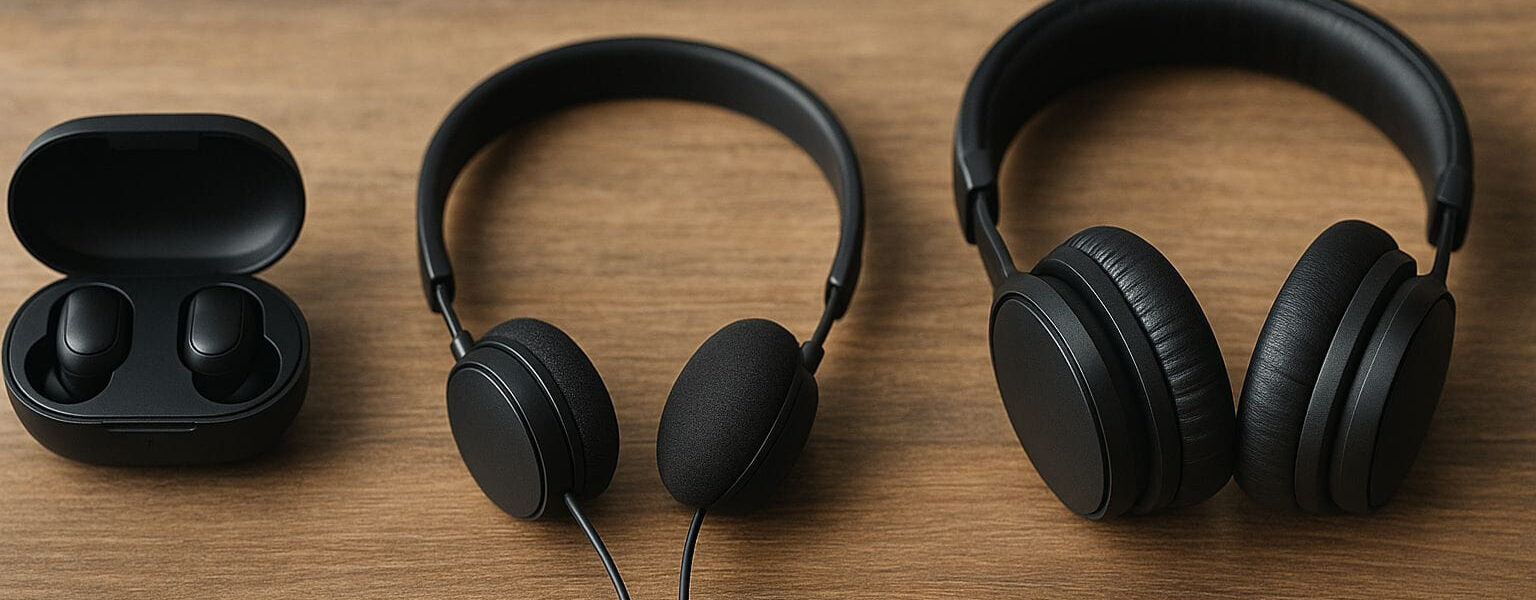 Kopfhörer unter 100 Euro in verschiedenen Bauformen auf Holztisch