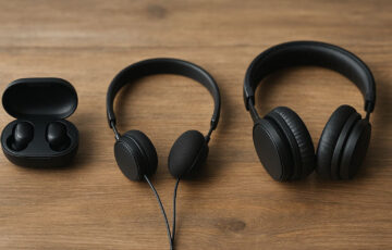 Kopfhörer unter 100 Euro in verschiedenen Bauformen auf Holztisch