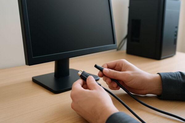 Monitor zeigt kein Signal – Kabelverbindung wird überprüft