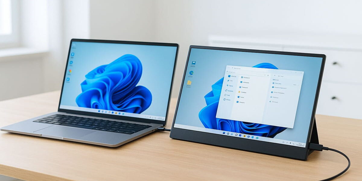 Portable Monitore im Einsatz an einem Laptop per USB-C