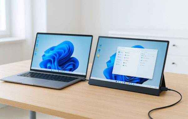 Portable Monitore im Einsatz an einem Laptop per USB-C