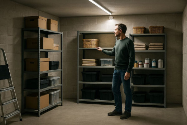 Smartes Licht Setup im Keller für maximale Energieeffizienz Smartes Licht Setup im Keller mit LED-Deckenlampen und Bewegungsmelder für stromsparende Beleuchtung