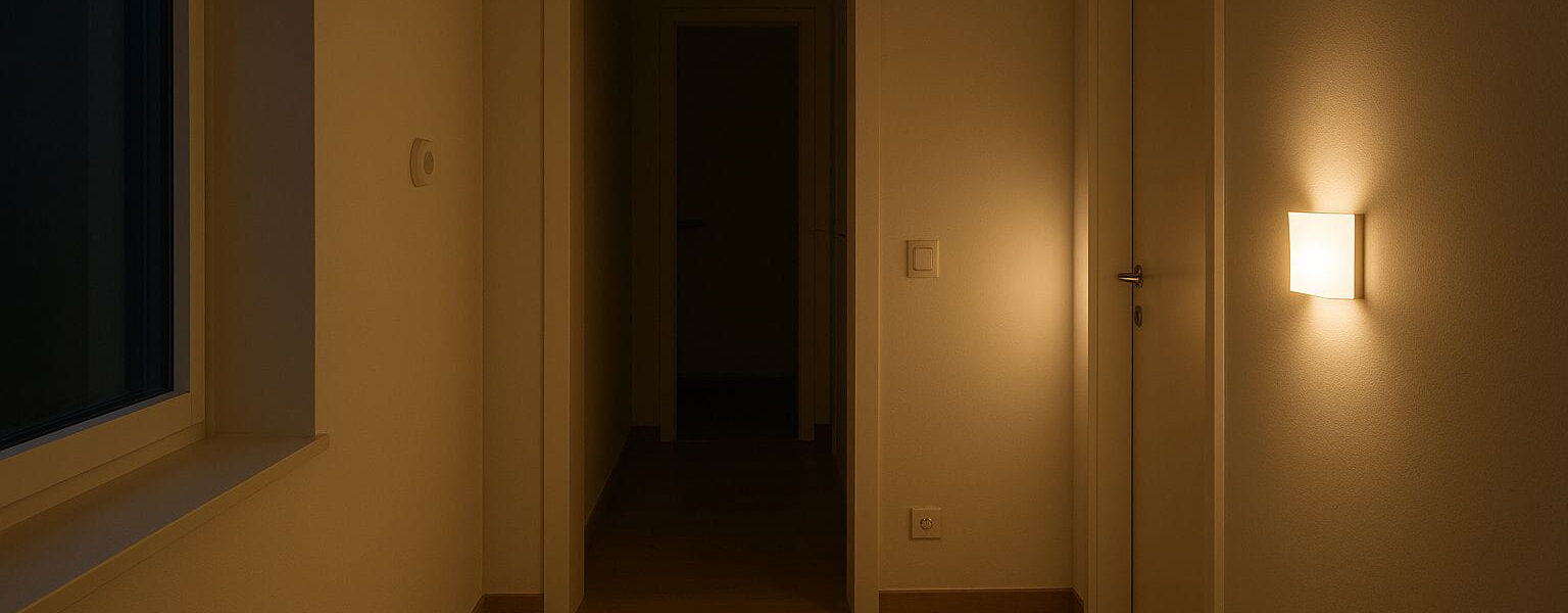 Smartes Licht Setup im Flur mit energieeffizienter LED-Beleuchtung und Bewegungsmelder