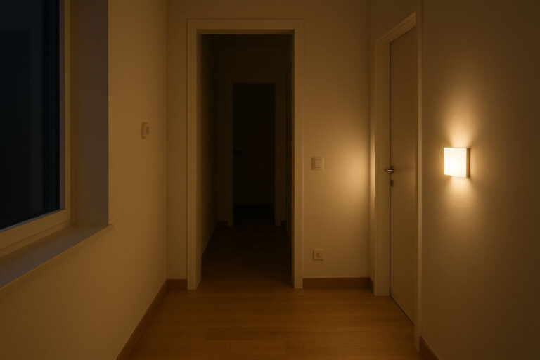 Smartes Licht Setup im Flur mit energieeffizienter LED-Beleuchtung und Bewegungsmelder