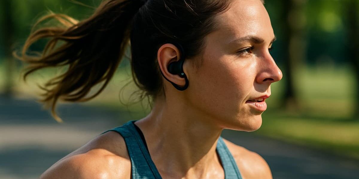 Sport-Kopfhörer mit sicherem Sitz beim Joggen im Einsatz