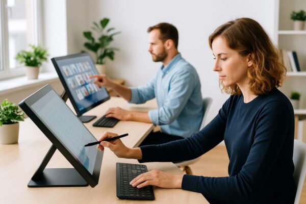 Vorteile von Touchscreen-Monitoren im Beruf und Alltag erleben Touchscreen-Monitore im Einsatz im Büroalltag und bei kreativer Arbeit