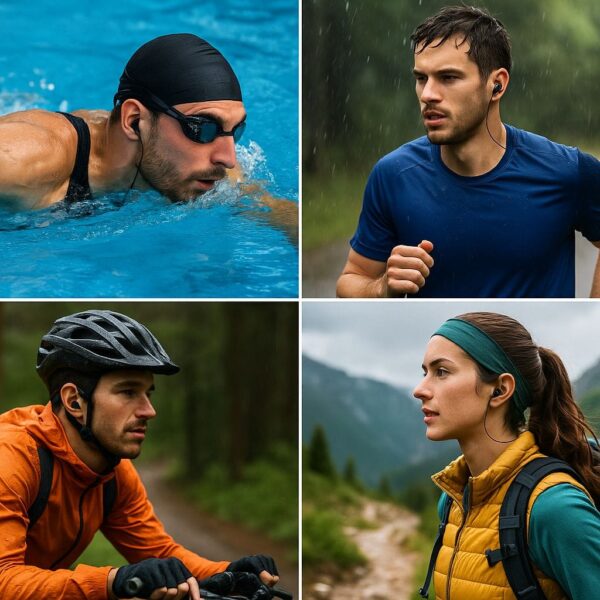 Wasserdichte Kopfhörer bei Sportarten wie Schwimmen, Joggen und Wandern im Einsatz