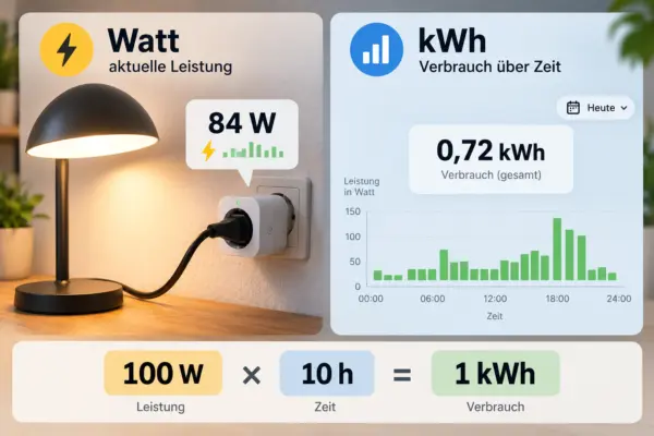Unterschied zwischen Watt und Kilowattstunden bei der Strommessung