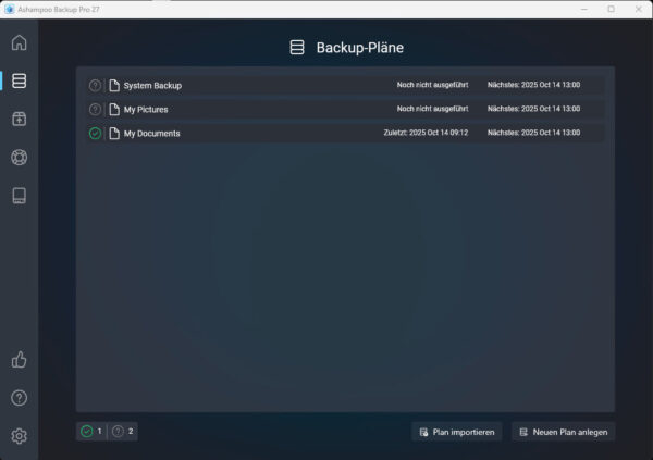 Automatische Backup-Pläne in Ashampoo Backup Pro 27 Backup-Pläne in Ashampoo Backup Pro 27 – automatische Datensicherung im Hintergrund ohne Systembelastung