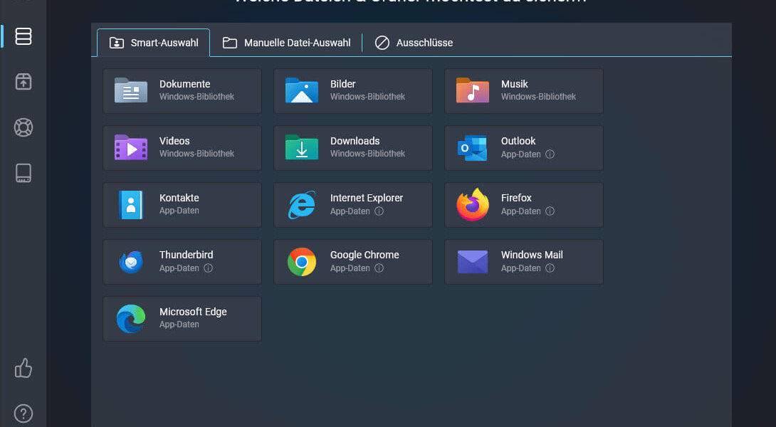 Dateiauswahl in Ashampoo Backup Pro 27 – Dokumente, Bilder und Programme automatisch sichern