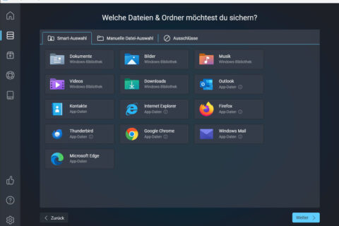 Dateiauswahl in Ashampoo Backup Pro 27 – Dokumente, Bilder und Programme automatisch sichern