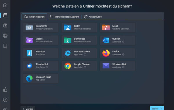 Dateiauswahl in Ashampoo Backup Pro 27 – Dokumente, Bilder und Programme automatisch sichern