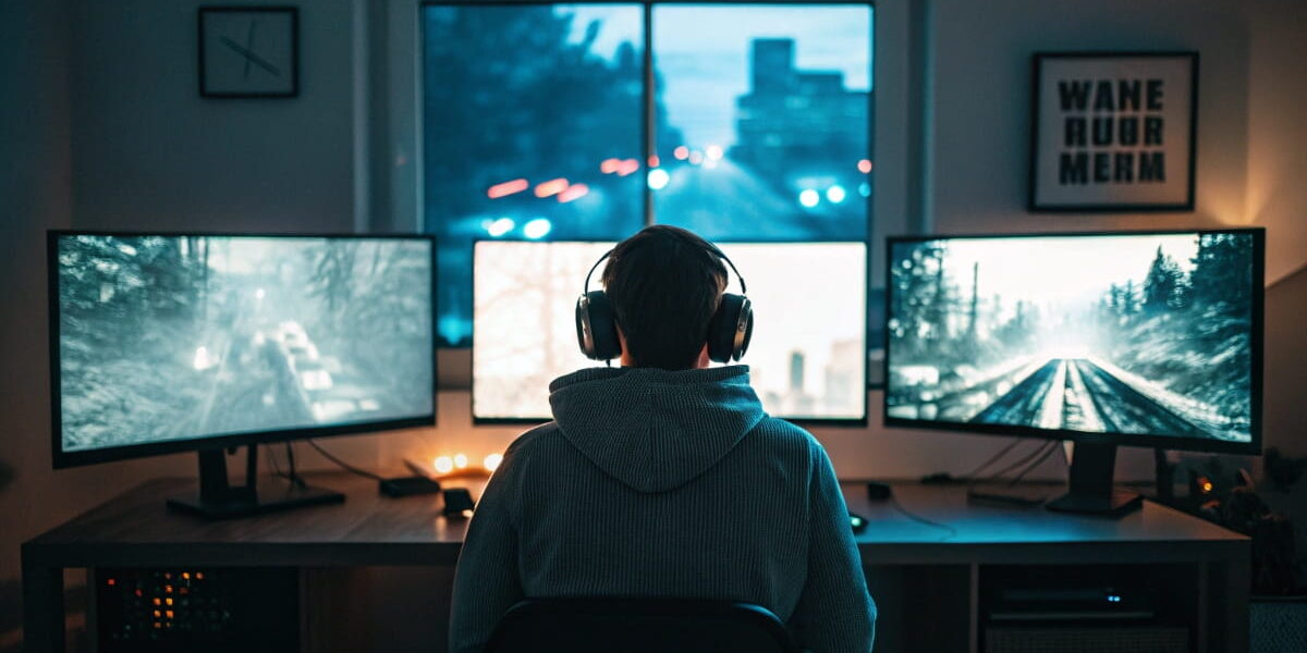 Vergleich der Auflösung beim Gaming auf drei Monitoren mit 1080p, 1440p und 4K