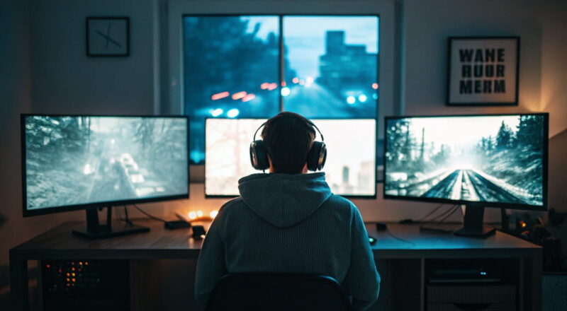 Vergleich der Auflösung beim Gaming auf drei Monitoren mit 1080p, 1440p und 4K