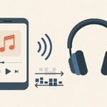 Illustration Codec beim Musikstreaming zwischen Smartphone und Kopfhörern