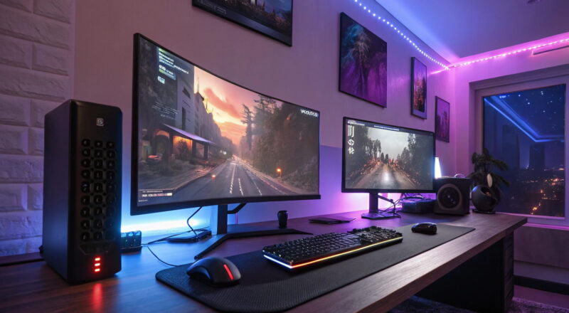 Curved Gaming-Monitore im Vergleich zu flachen Displays in einem modernen Gaming-Setup