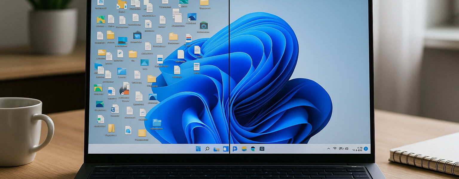 Digitale Ordnung unter Windows – Unterschied zwischen chaotischem und aufgeräumtem Desktop
