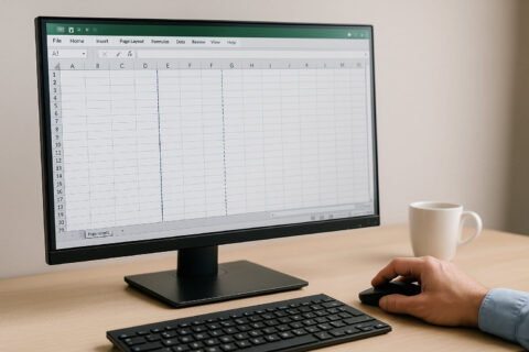 Excel Seitenumbruch erklärt am Beispiel einer Tabelle mit sichtbaren Umbruchlinien