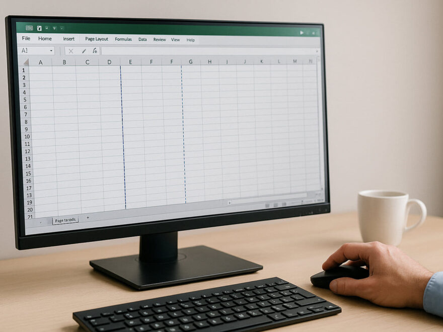 Excel Seitenumbruch erklärt am Beispiel einer Tabelle mit sichtbaren Umbruchlinien
