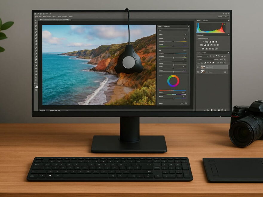 Monitore für Fotobearbeitung im professionellen Einsatz mit präziser Farbdarstellung am Arbeitsplatz