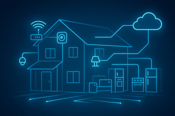 IPv6 im Smart-Home: Moderne Vernetzung der Zukunft Illustration eines vernetzten Smart-Home als Einsatzbereich von IPv6