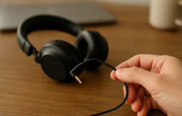 Kabelbruch am Kopfhörer erkennen durch Biegen des Kabels nahe am Stecker