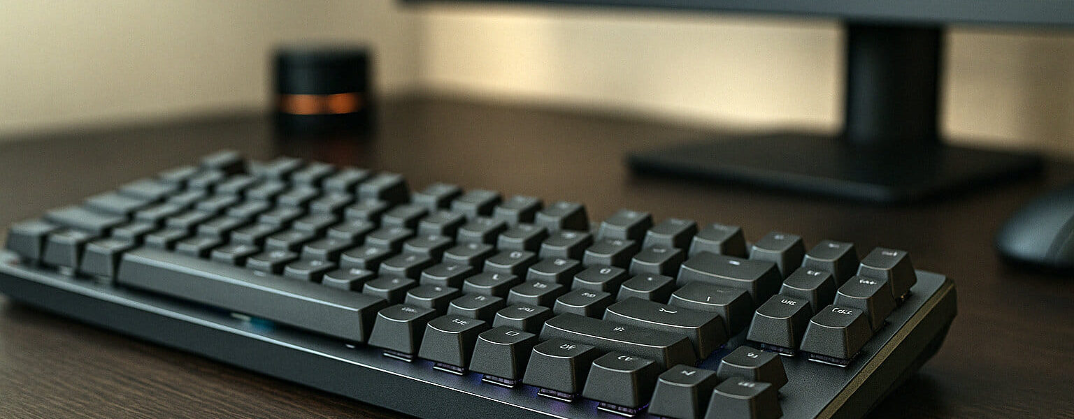Leises Gaming Keyboard mit gedämpften Tasten und RGB-Beleuchtung